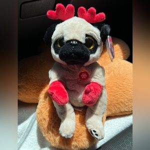 NWT | Ty Beanie Bellies | Mittens the Christmas Pug Beanie Belly